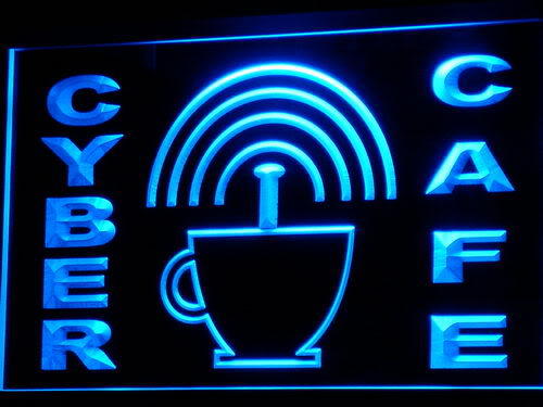 Cyber Cafe Internet access Wi-Fi Neon Light Sign
